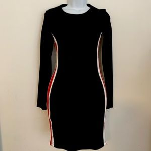 NEW WITH TAGS- Black Bodycon Dress with Red & White Stipe. Size - 4 US , 36EU